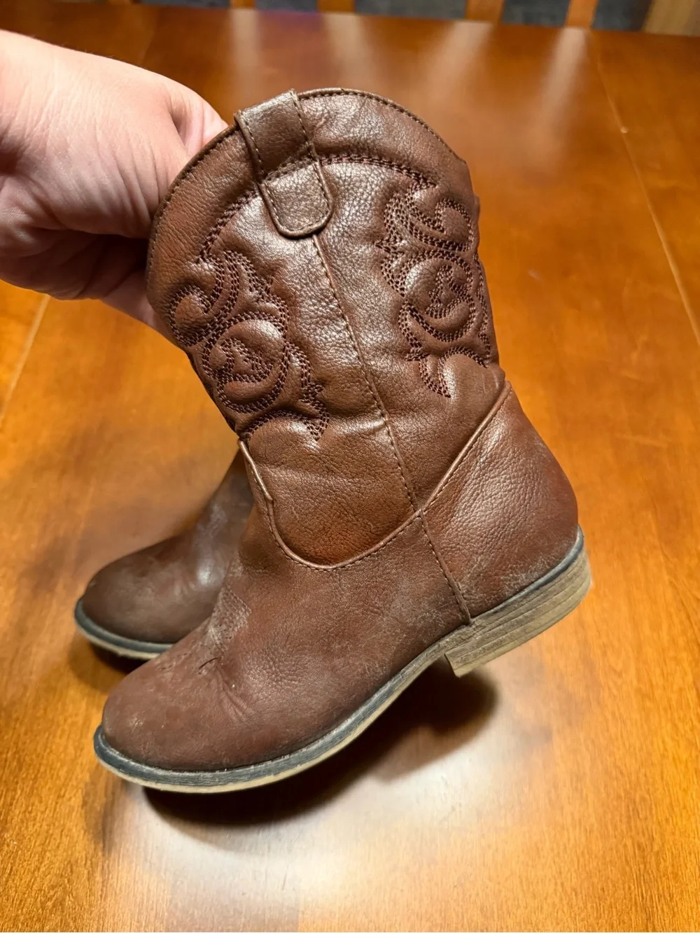 Cat & Jack Brown Embroidered Kids Western Boots